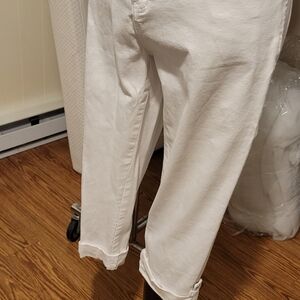 Simon Chang, white denim capris